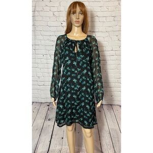 NWT New Twin-Set Crepe Floral Long Sleeve Dress Made In Italy Size M